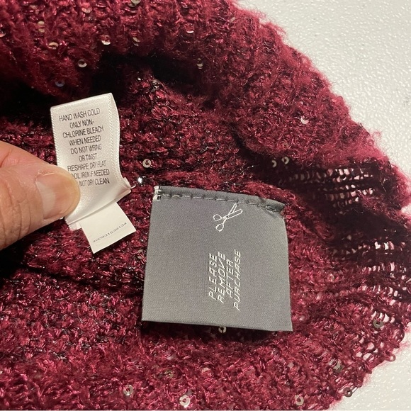 Simply Vera Vera Wang Red Sequin Button Cardigan Sweater XL Metallic Knit - Picture 10 of 13